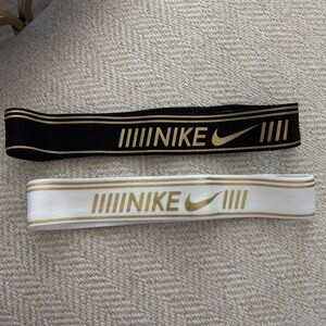 Nike Black and White Gold Logo Activewear Workout Headbands